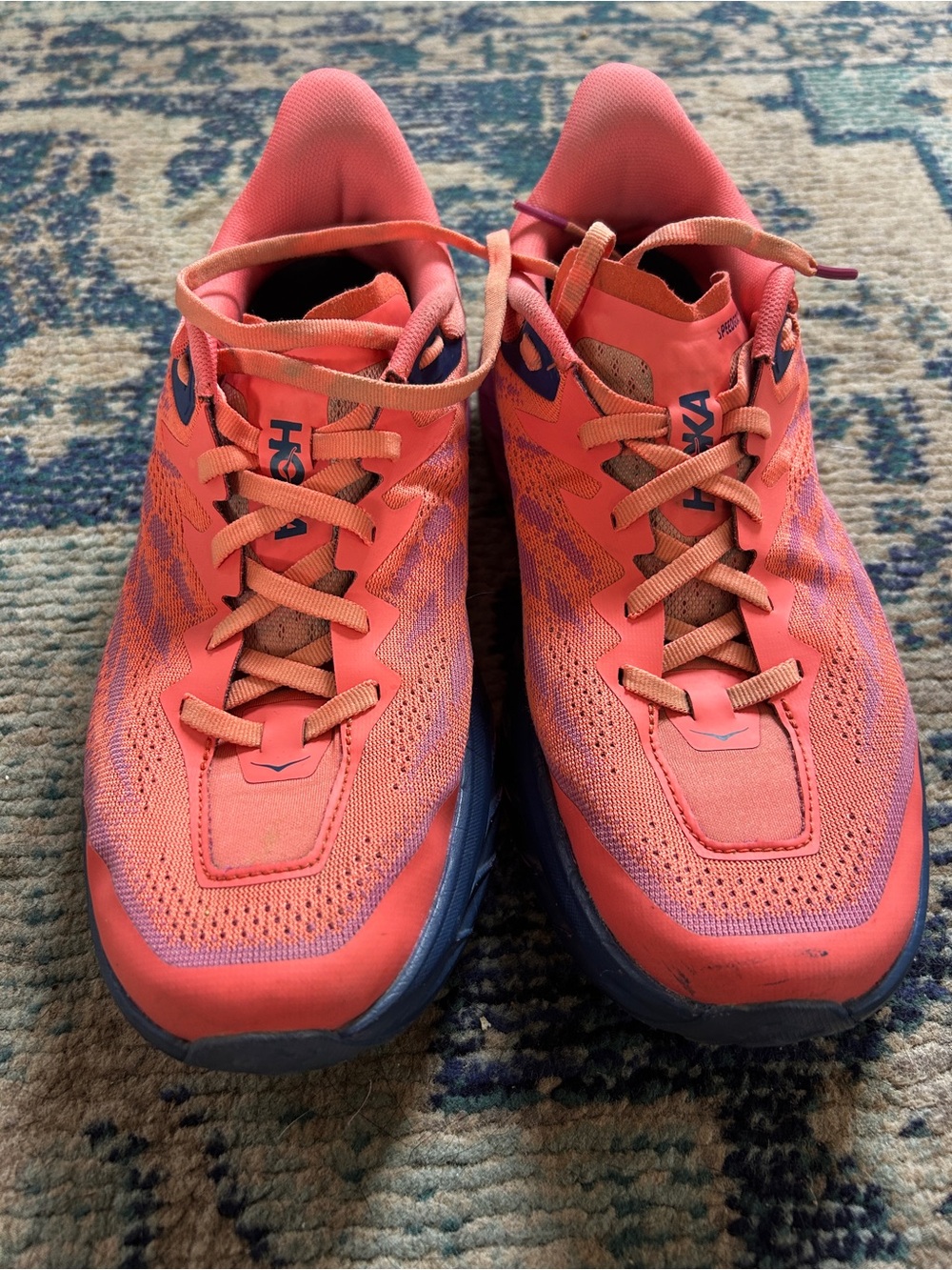 HOKA Speedgoat 5 Women’s 10B Blue Coral Camellia Vibram Trail Running Shoes